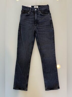 Agolde High-Rise Stove Pipe Straight Jeans in Washed Black
